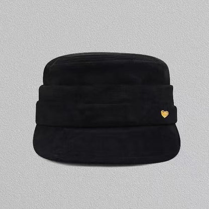 Anna-Kaci Women's Fleece Military - Style Cap with Heart Accent
