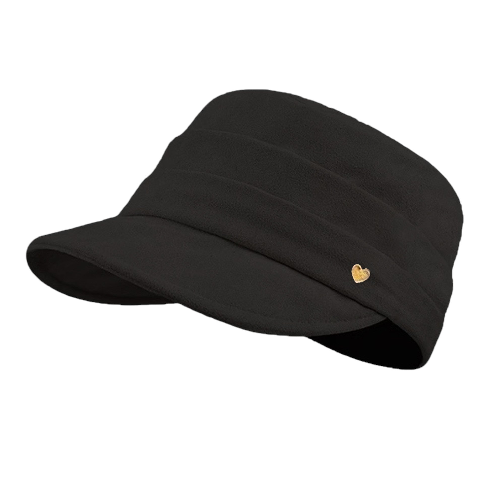 Anna-Kaci Women's Fleece Military - Style Cap with Heart Accent