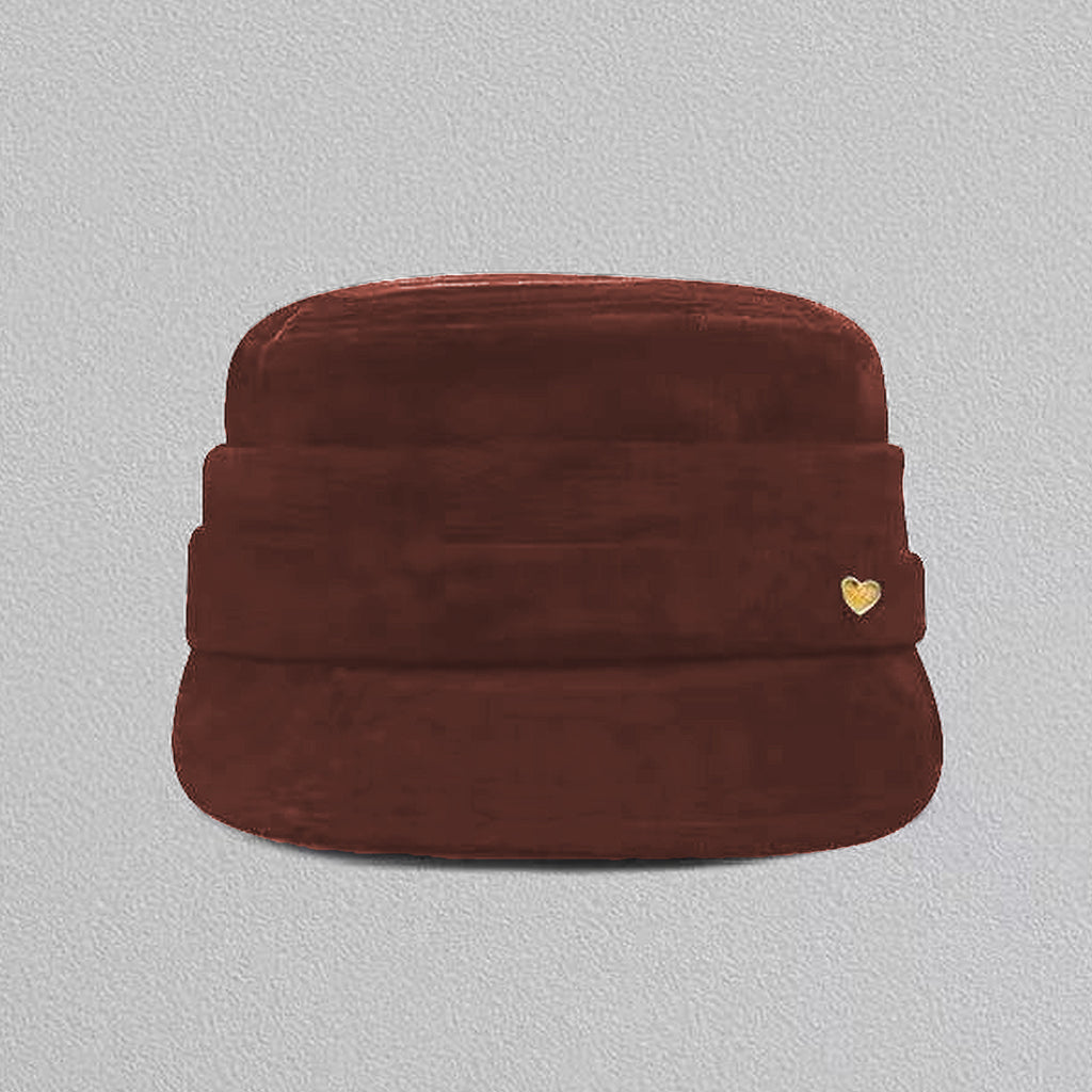 Anna-Kaci Women's Fleece Military - Style Cap with Heart Accent