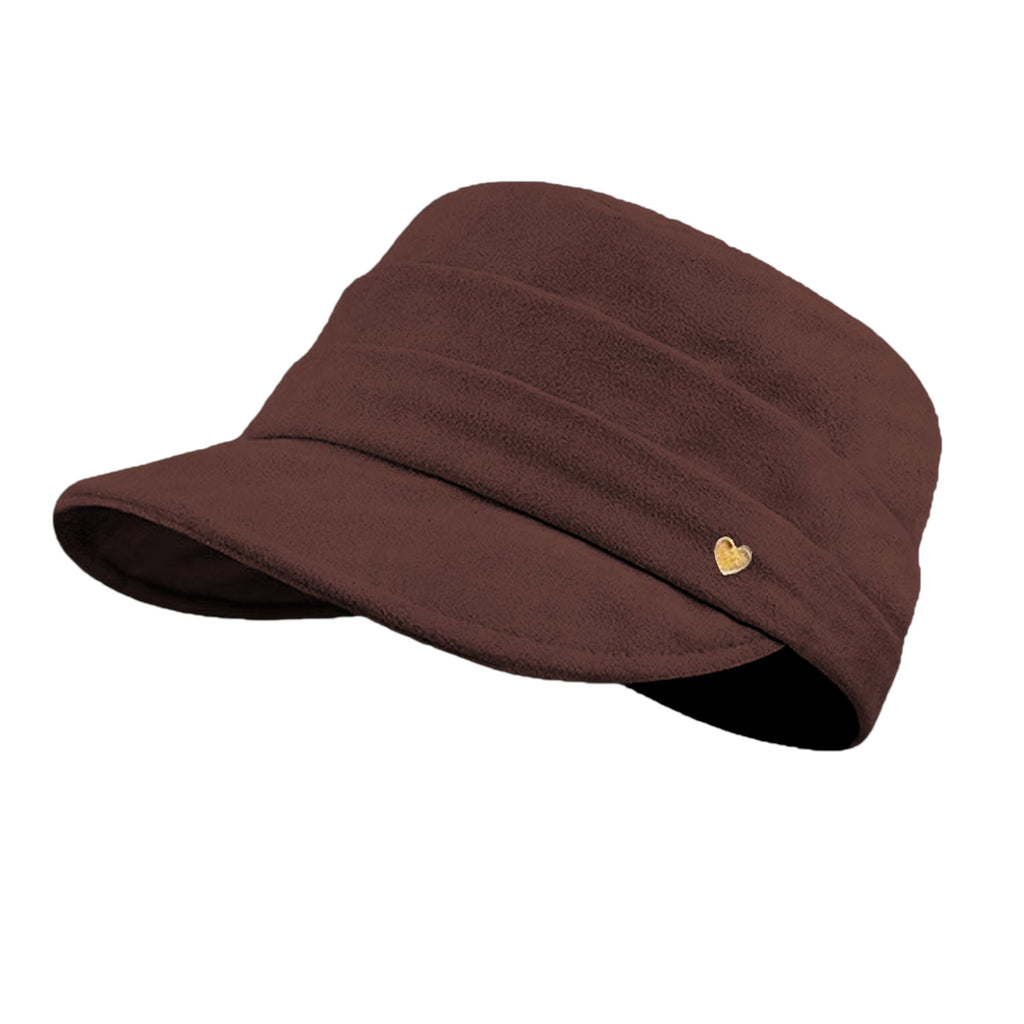 Anna-Kaci Women's Fleece Military - Style Cap with Heart Accent