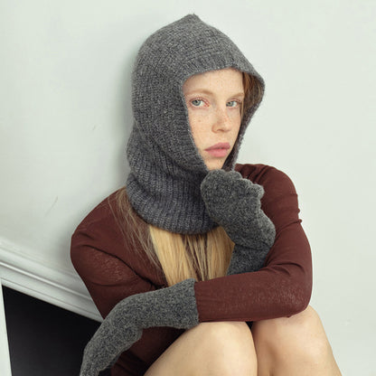 Anna-Kaci Women's Ribbed Knit Balaclava Hood with Soft Cozy Texture