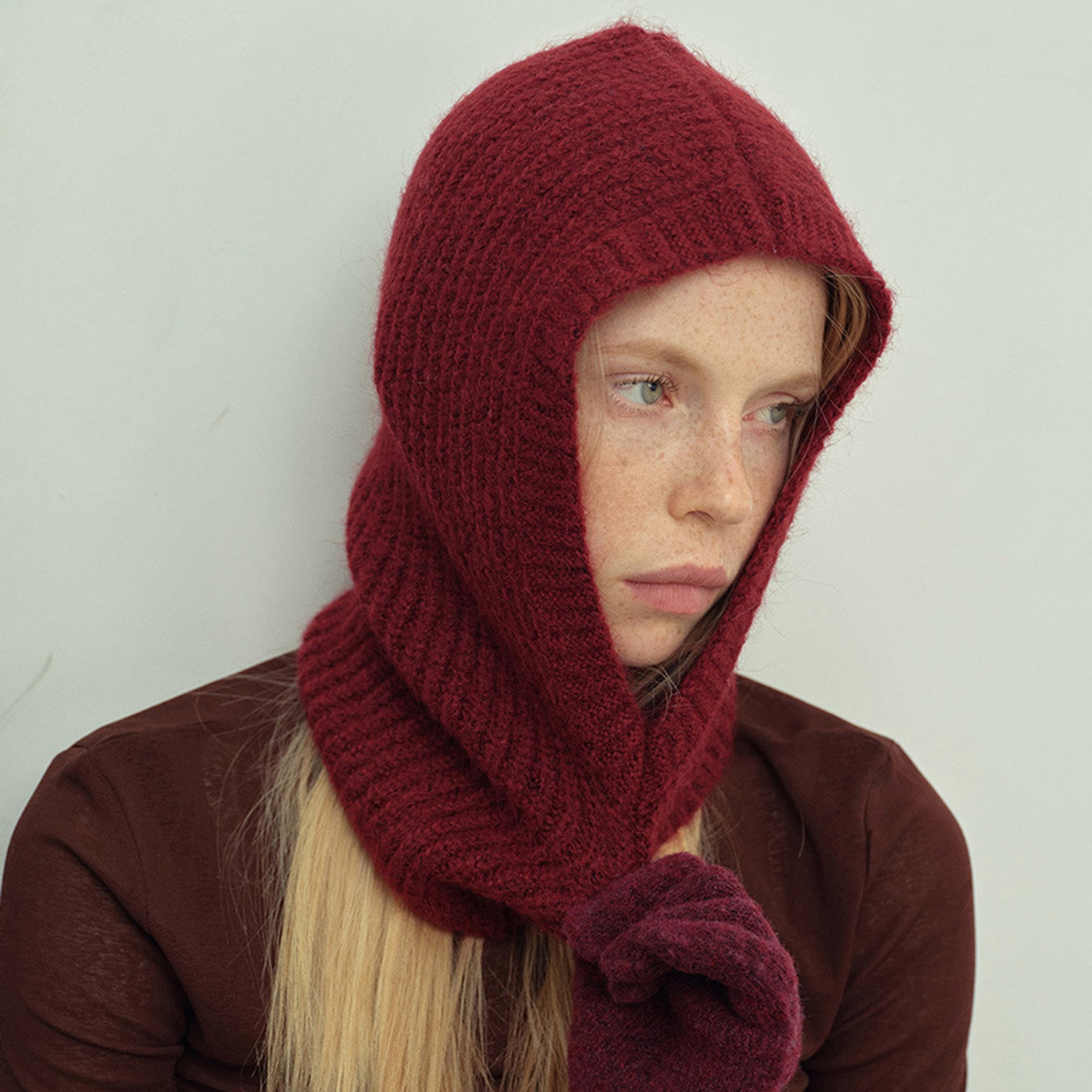 Anna-Kaci Women's Ribbed Knit Balaclava Hood with Soft Cozy Texture