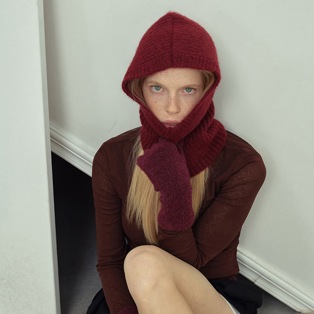 Anna-Kaci Women's Ribbed Knit Balaclava Hood with Soft Cozy Texture