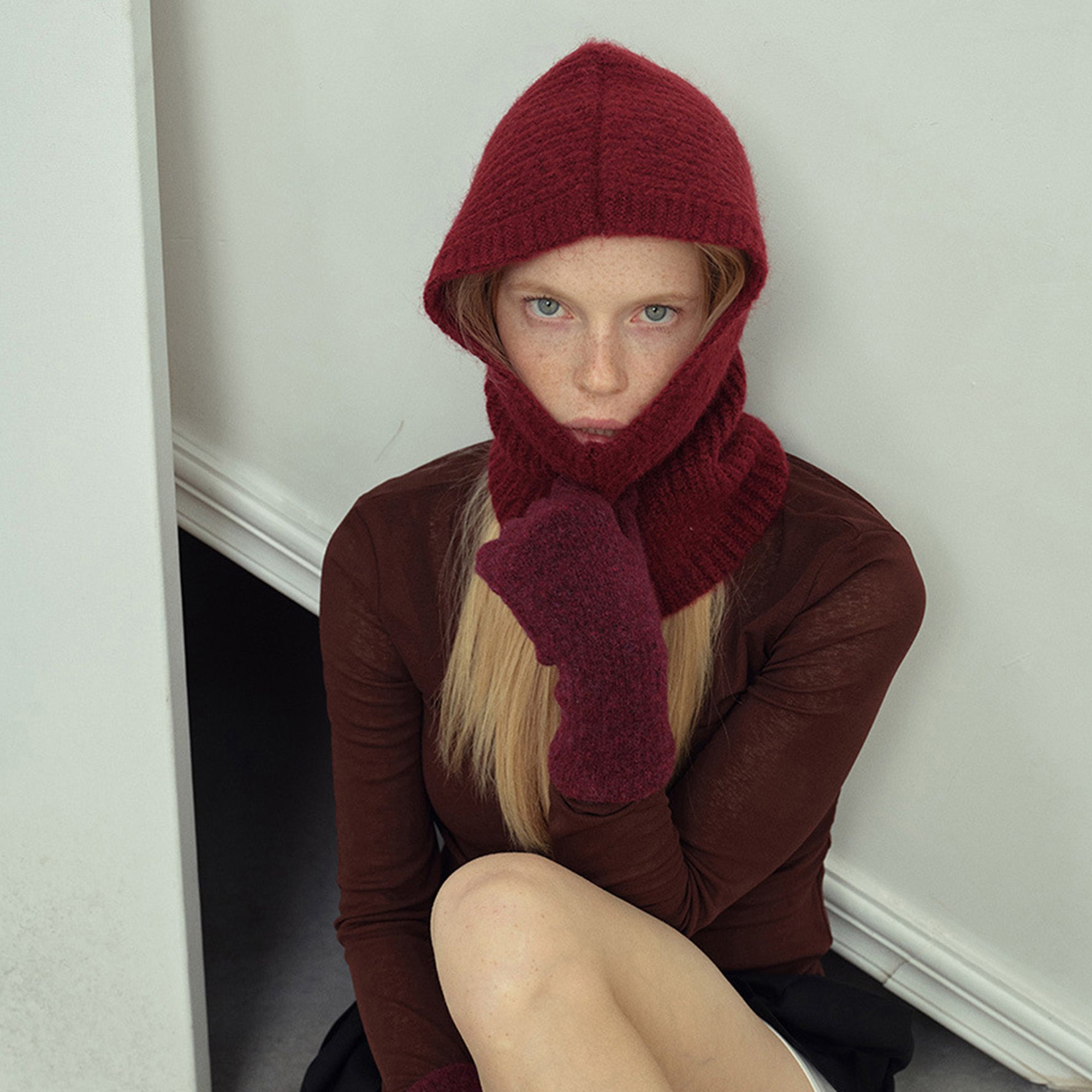 Anna-Kaci Women's Ribbed Knit Balaclava Hood with Soft Cozy Texture