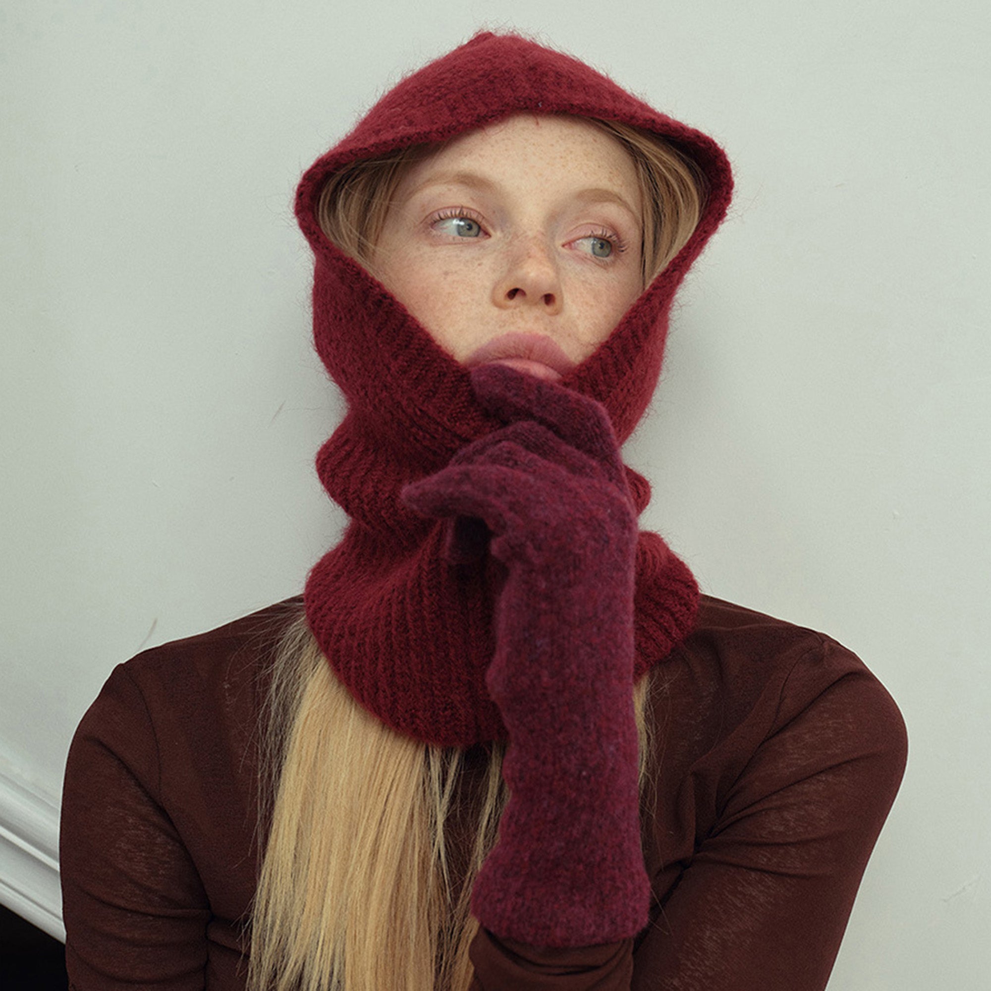 Anna-Kaci Women's Ribbed Knit Balaclava Hood with Soft Cozy Texture
