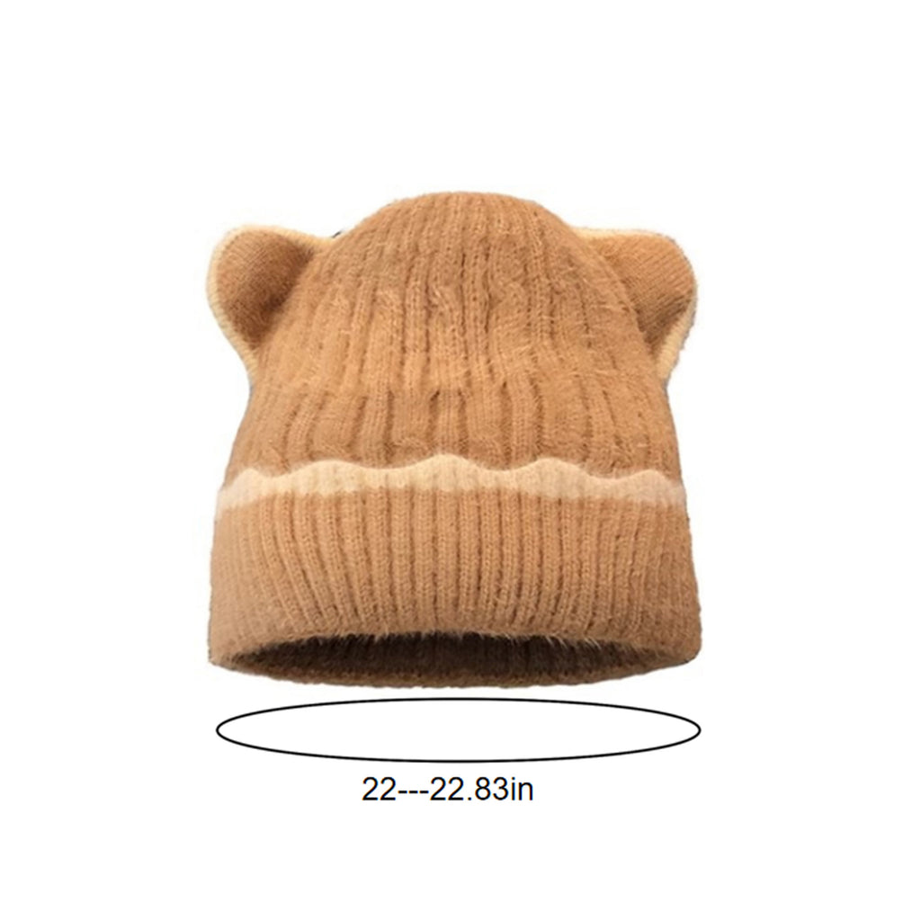 Anna-Kaci Women's Knit Beanie Hat with Adorable Bear Ears and Soft Ribbed Texture
