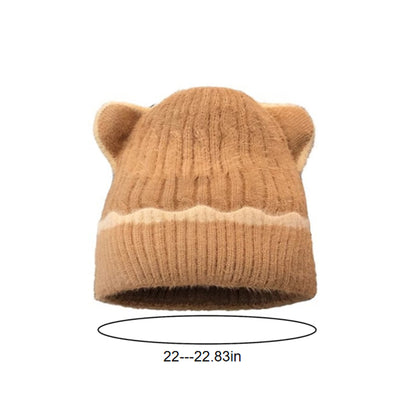 Anna-Kaci Women's Knit Beanie Hat with Adorable Bear Ears and Soft Ribbed Texture
