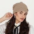 Anna-Kaci Women's Knit Beanie Hat with Faux Leather Buckle Detail and Folded Edge