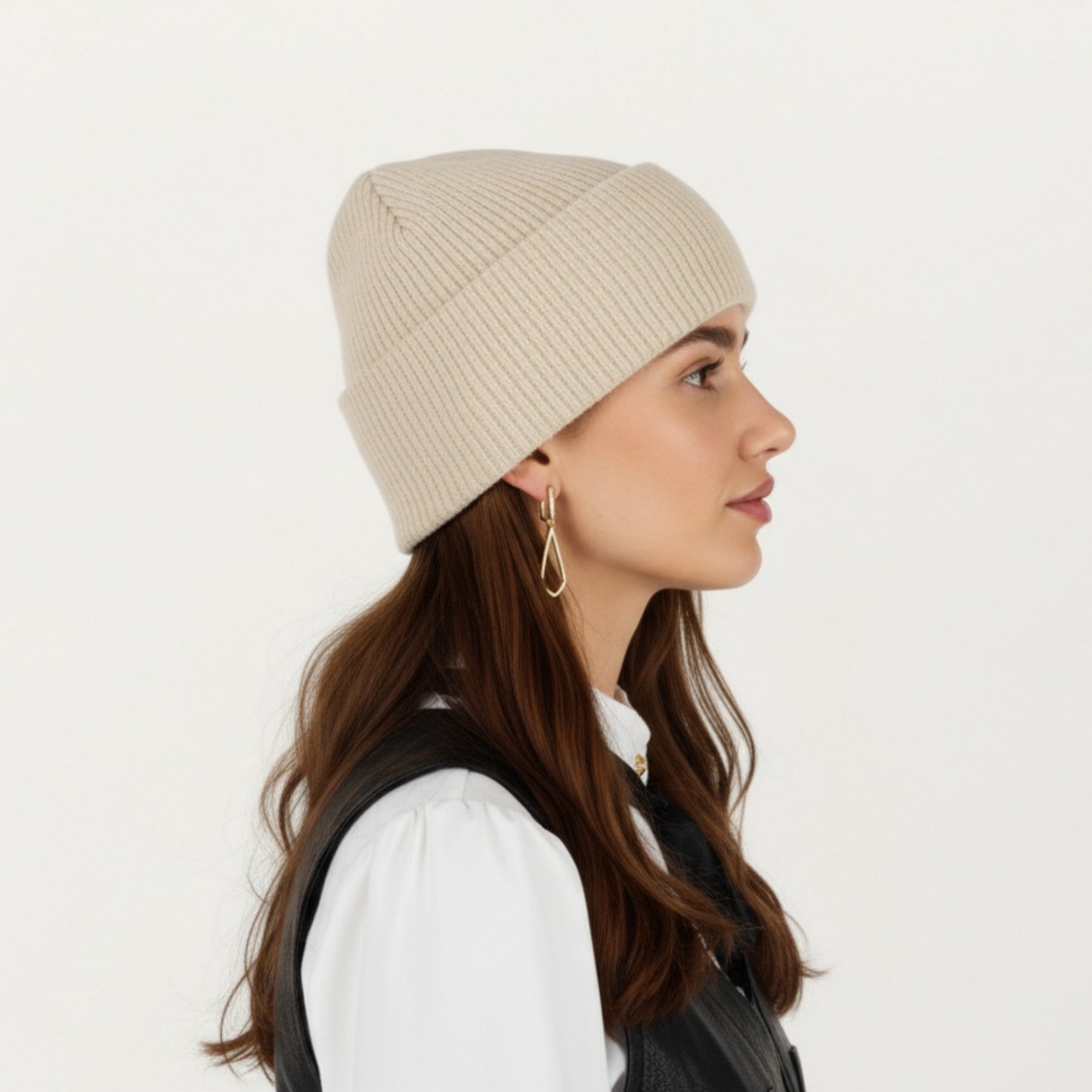 Anna-Kaci Women's Rib Knit Beanie Hat with Folded Cuff and Stretchy Fit