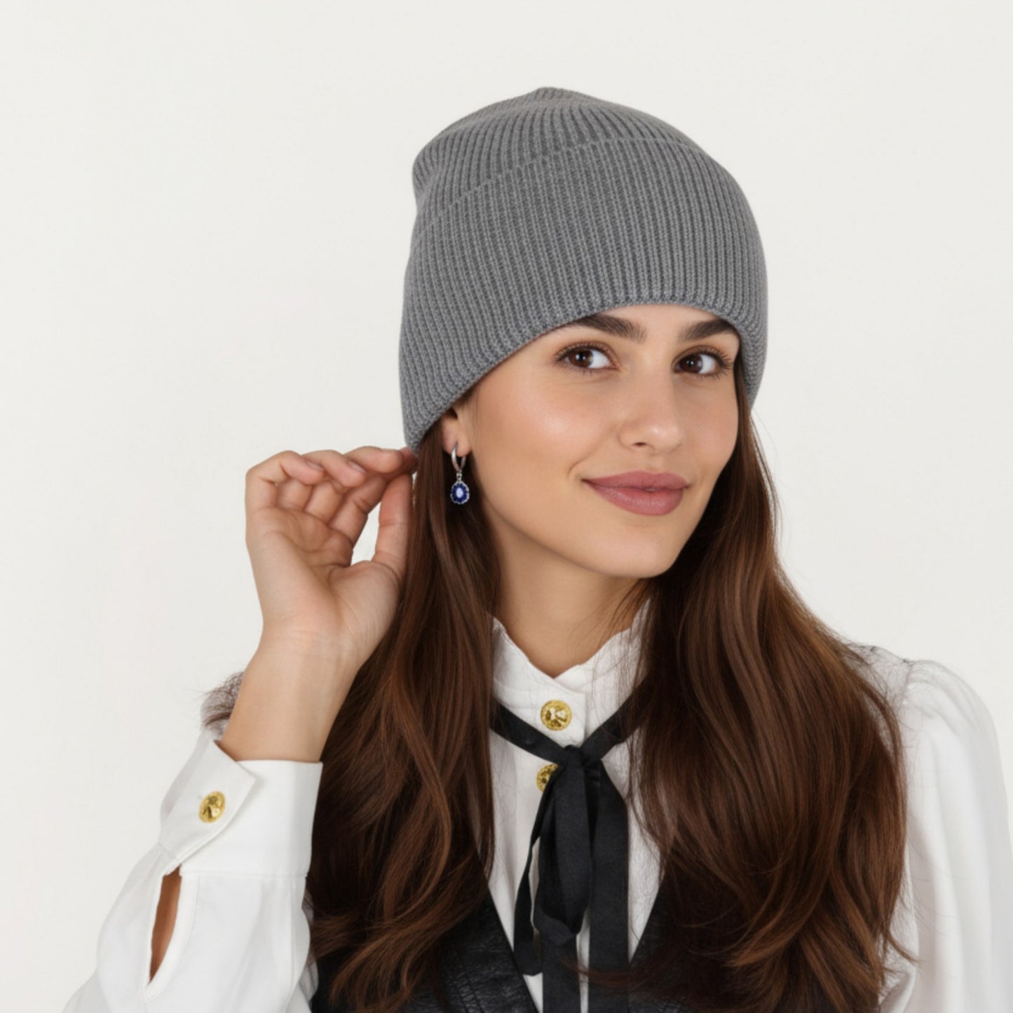 Anna-Kaci Women's Rib Knit Beanie Hat with Folded Cuff and Stretchy Fit