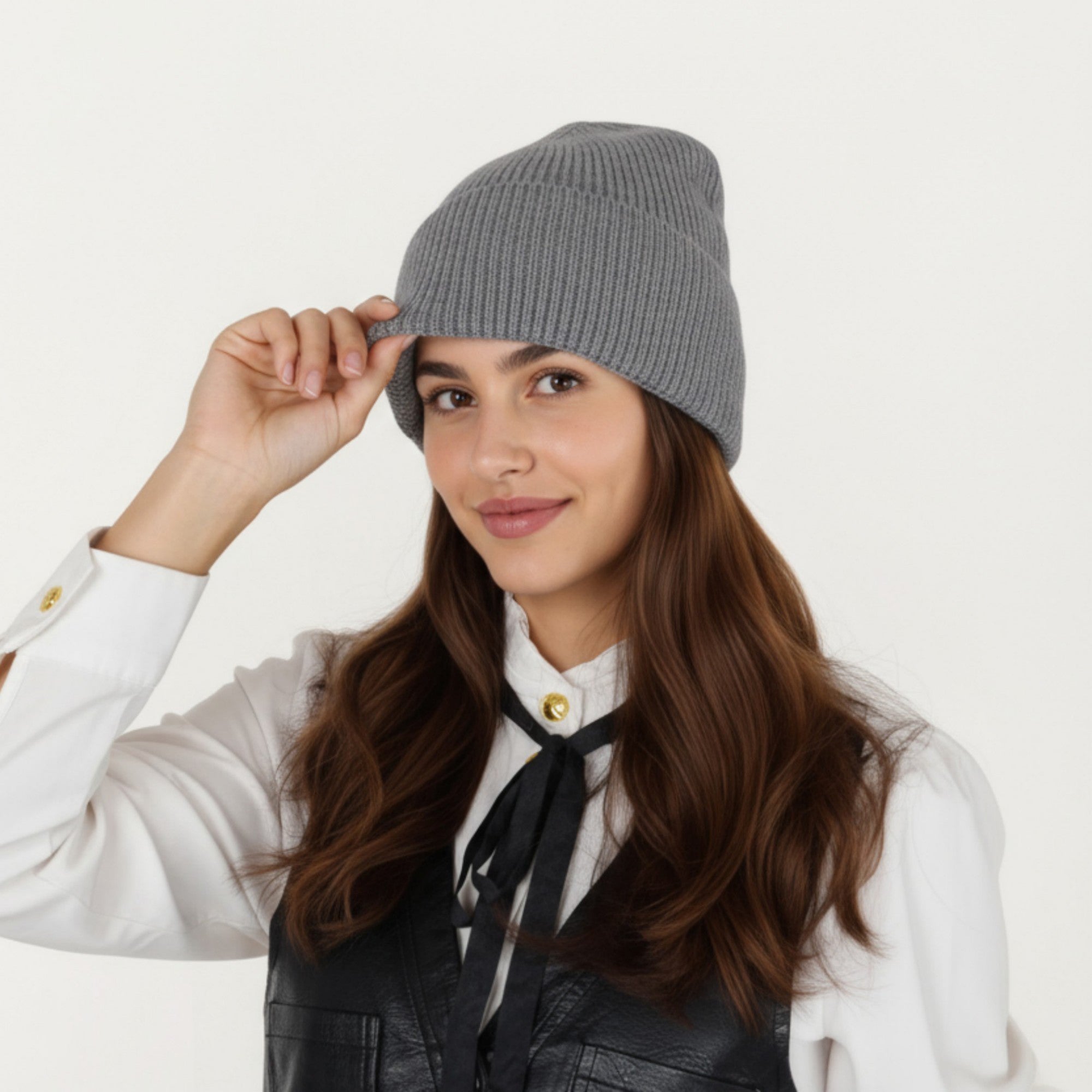 Anna-Kaci Women's Rib Knit Beanie Hat with Folded Cuff and Stretchy Fit