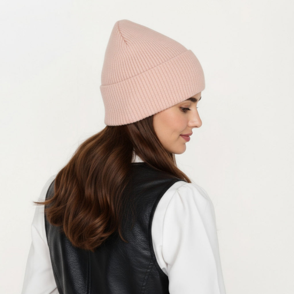 Anna-Kaci Women's Rib Knit Beanie Hat with Folded Cuff and Stretchy Fit