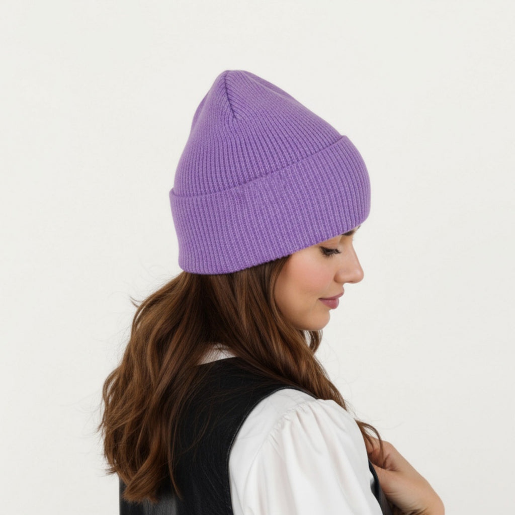 Anna-Kaci Women's Rib Knit Beanie Hat with Folded Cuff and Stretchy Fit