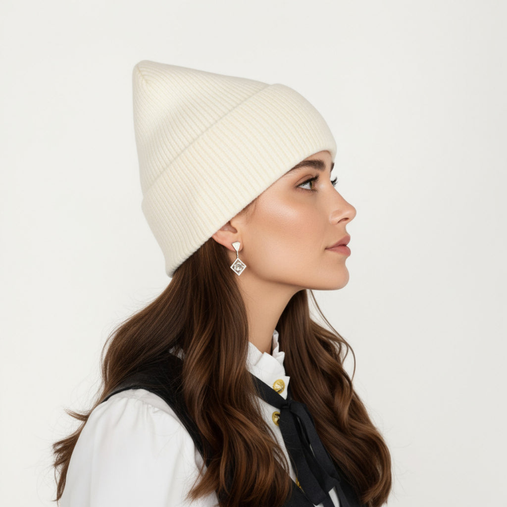 Anna-Kaci Women's Rib Knit Beanie Hat with Folded Cuff and Stretchy Fit