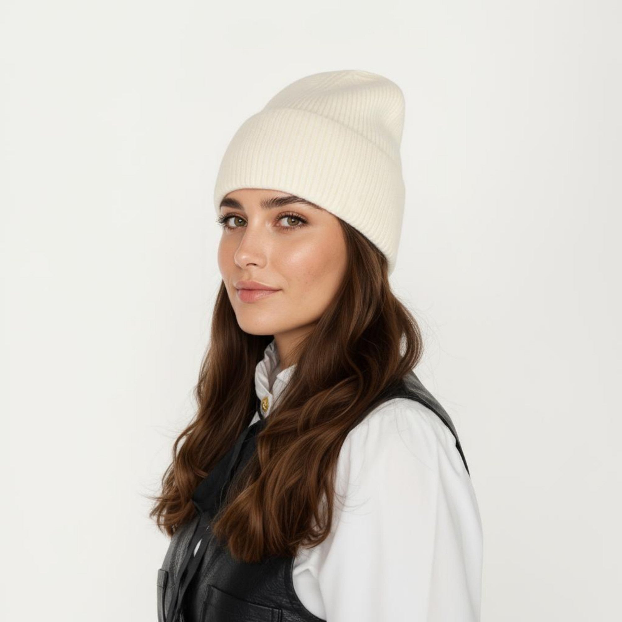 Anna-Kaci Women's Rib Knit Beanie Hat with Folded Cuff and Stretchy Fit
