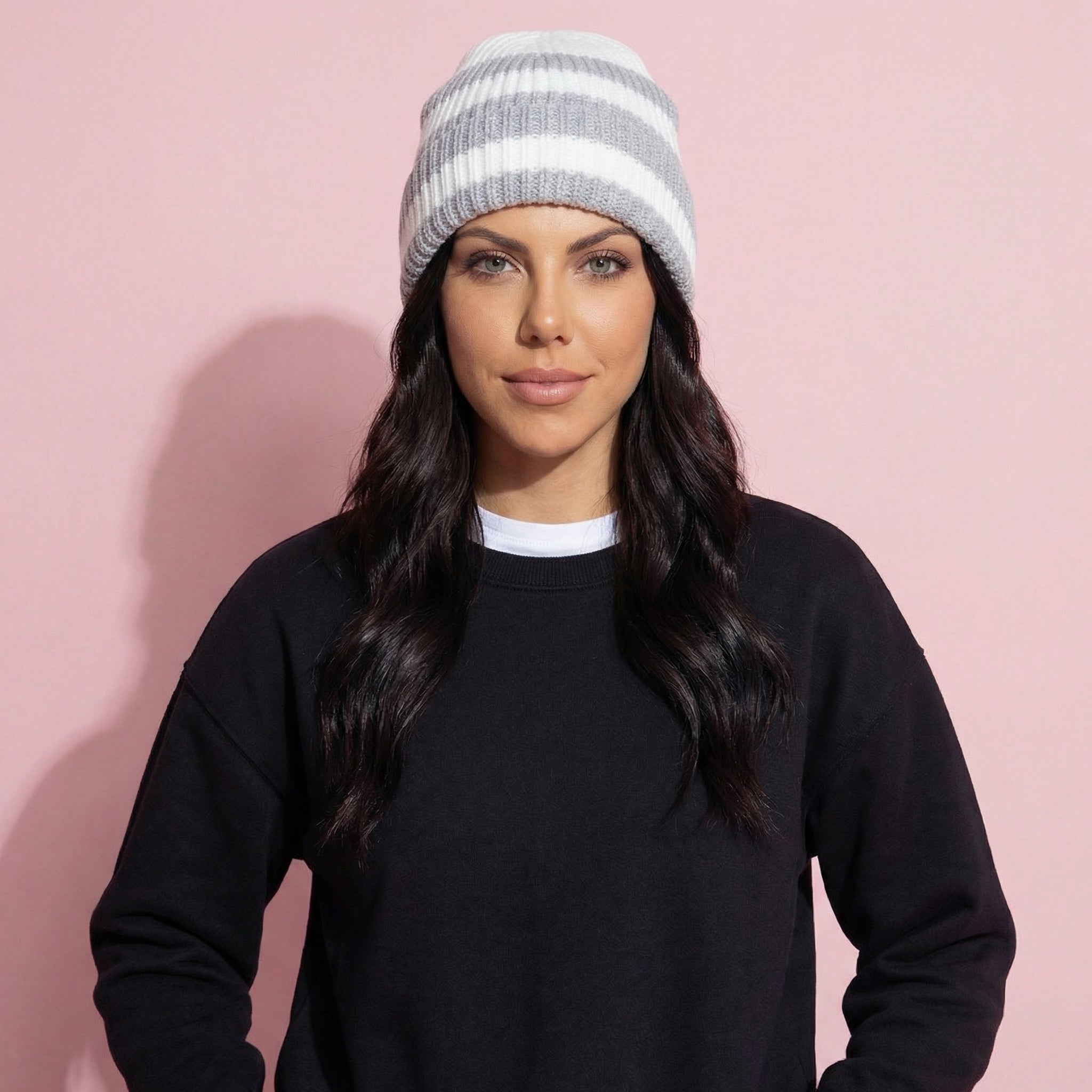 Anna-Kaci Unisex Striped Knit Beanie Hat Cuffed Warm Winter Cap