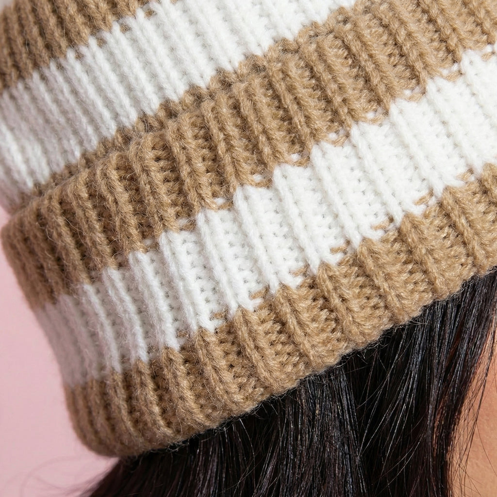 Anna-Kaci Unisex Striped Knit Beanie Hat Cuffed Warm Winter Cap