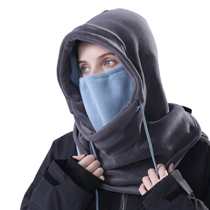 Anna-Kaci Unisex Fleece Hooded Face Cover with Drawstring Neck Warmer for Cold Weather