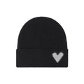 Anna-Kaci Women's Knit Beanie Hat with Embroidered Heart Detail and Folded Cuff