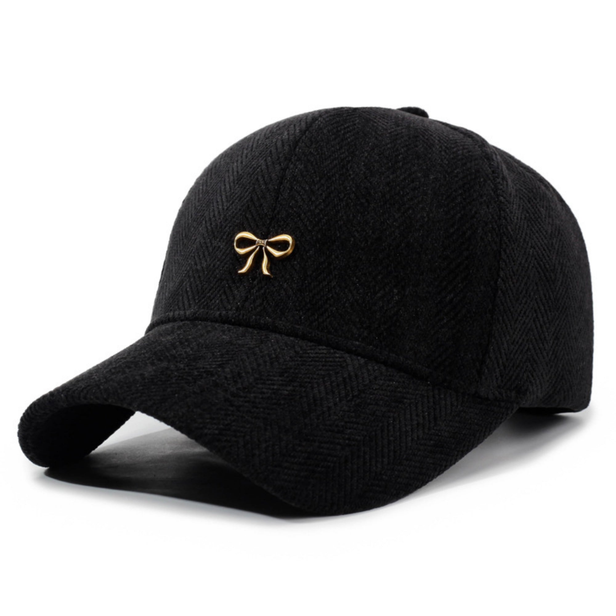 Anna-Kaci Women's Herringbone Baseball Cap with Bow Accent and Curved Brim