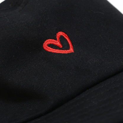 Anna-Kaci Women's Cotton Bucket Hat with Red Heart Embroidery and Wide Brim