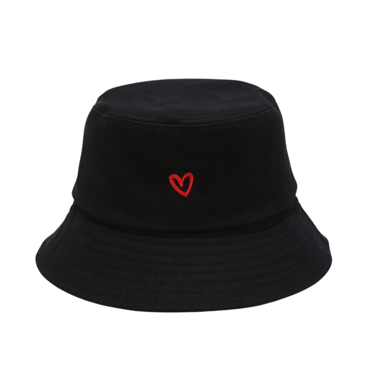 Anna-Kaci Women's Cotton Bucket Hat with Red Heart Embroidery and Wide Brim