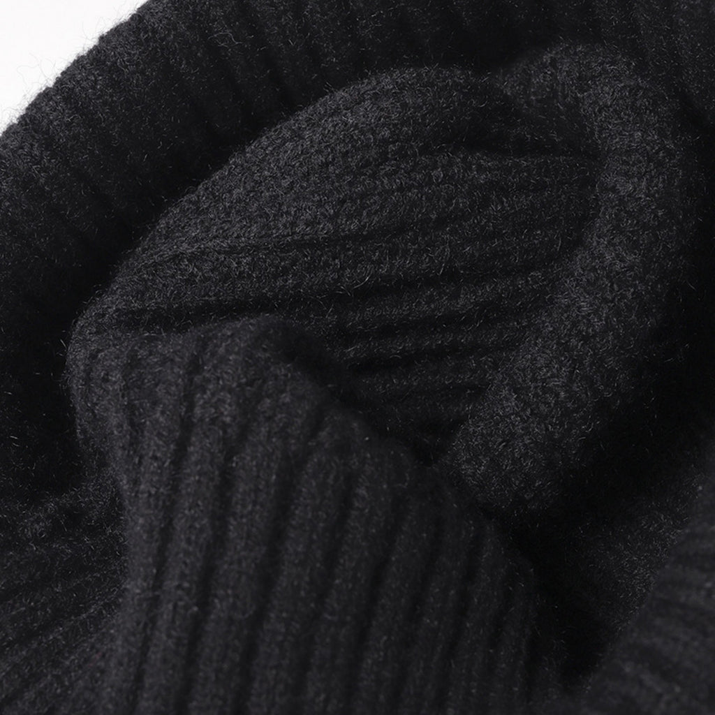 Anna-Kaci Unisex Rib Knit Beanie with Folded Cuff and Contrast Stripe Detail
