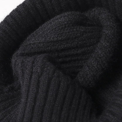 Anna-Kaci Unisex Rib Knit Beanie with Folded Cuff and Contrast Stripe Detail