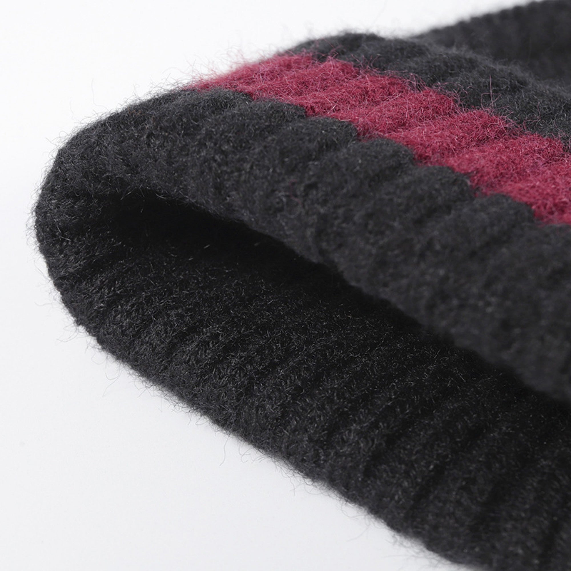 Anna-Kaci Unisex Rib Knit Beanie with Folded Cuff and Contrast Stripe Detail