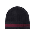 Anna-Kaci Unisex Rib Knit Beanie with Folded Cuff and Contrast Stripe Detail