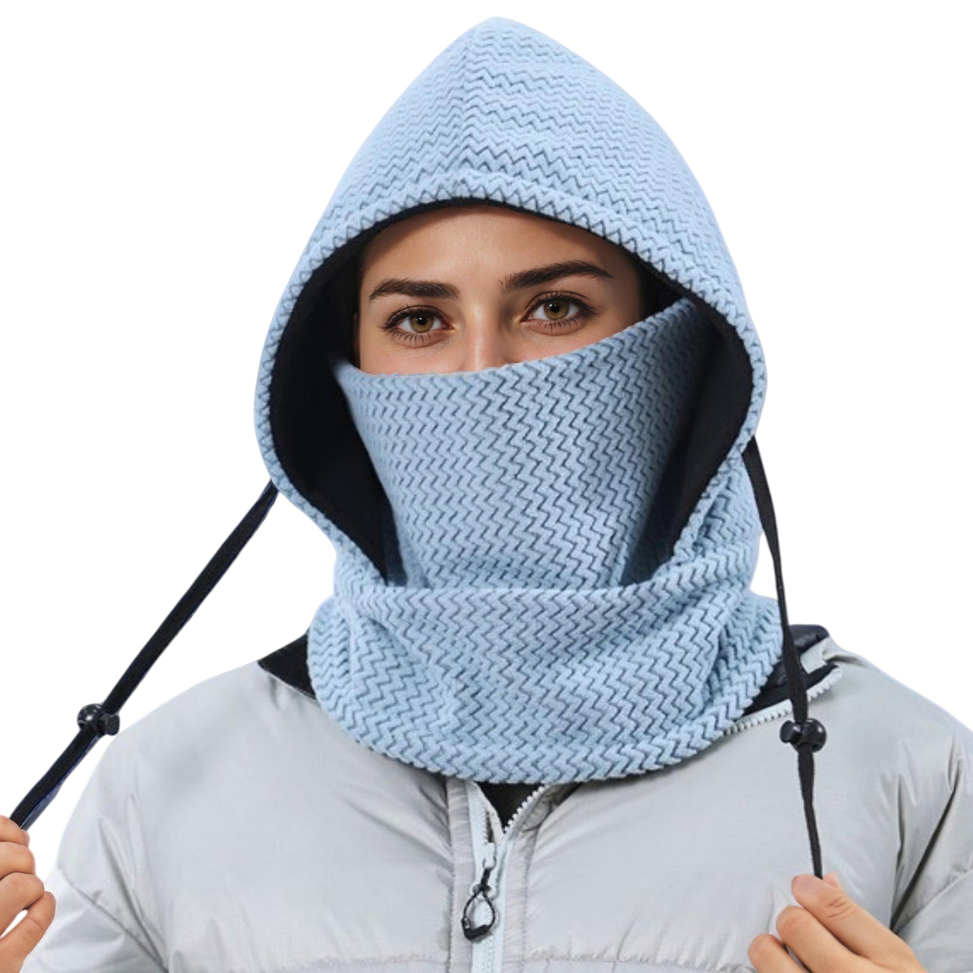 Anna-Kaci Unisex Quilted Thermal Hood with Adjustable Drawstrings and Face Cover