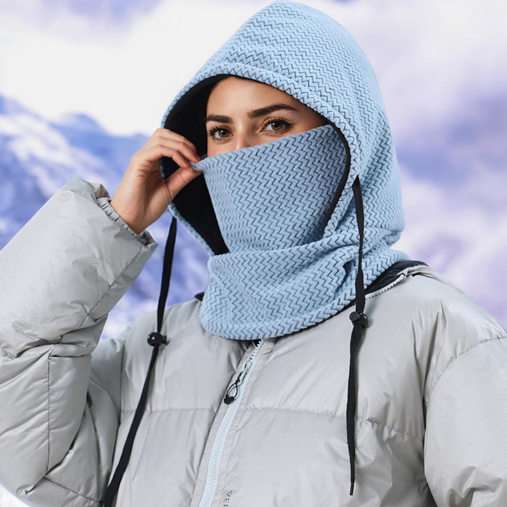 Anna-Kaci Unisex Quilted Thermal Hood with Adjustable Drawstrings and Face Cover