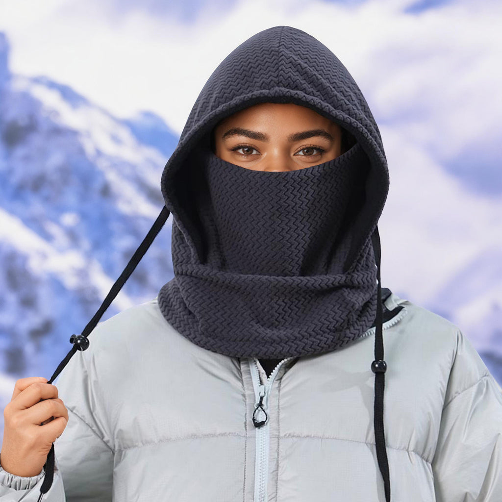Anna-Kaci Unisex Quilted Thermal Hood with Adjustable Drawstrings and Face Cover