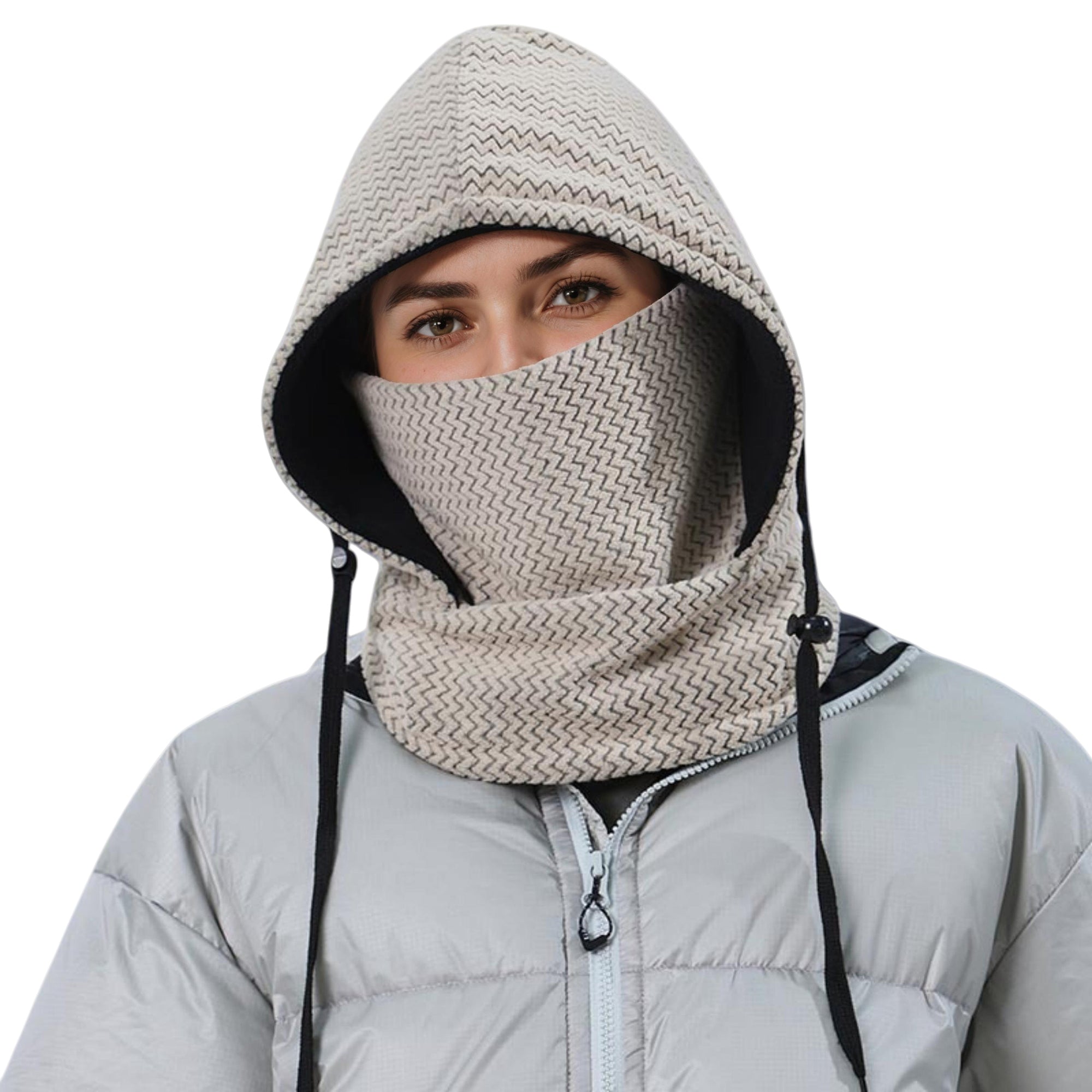 Anna-Kaci Unisex Quilted Thermal Hood with Adjustable Drawstrings and Face Cover
