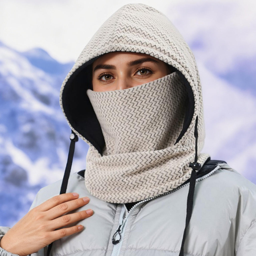 Anna-Kaci Unisex Quilted Thermal Hood with Adjustable Drawstrings and Face Cover