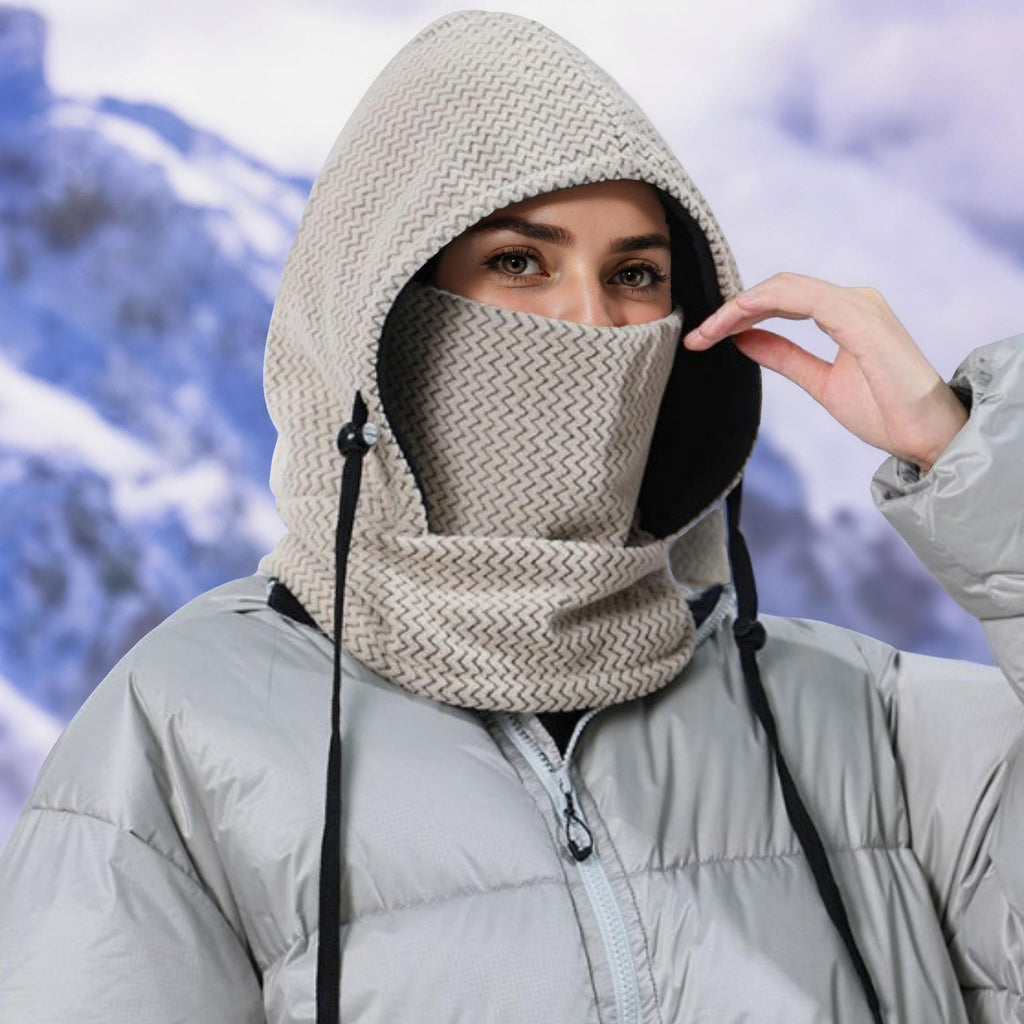 Anna-Kaci Unisex Quilted Thermal Hood with Adjustable Drawstrings and Face Cover