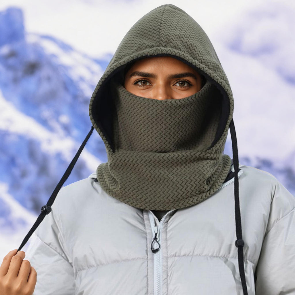 Anna-Kaci Unisex Quilted Thermal Hood with Adjustable Drawstrings and Face Cover