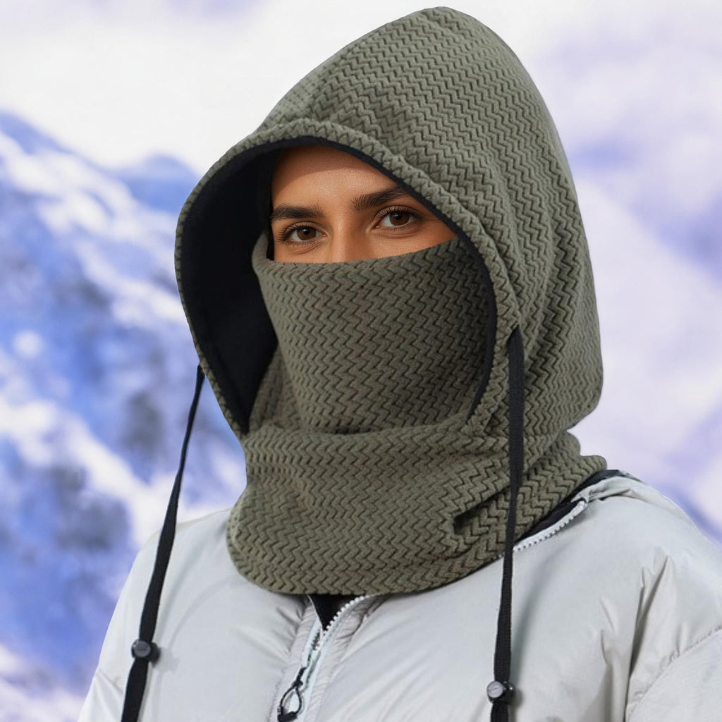 Anna-Kaci Unisex Quilted Thermal Hood with Adjustable Drawstrings and Face Cover
