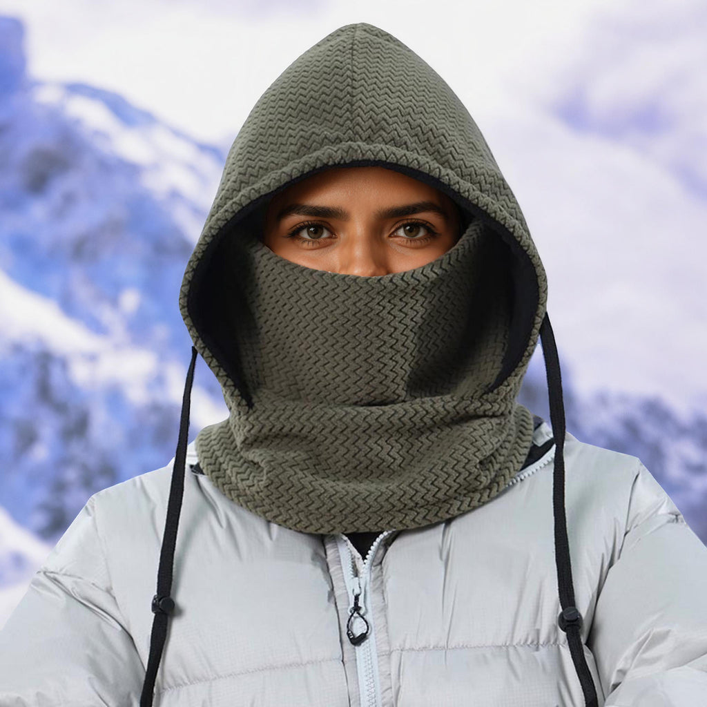 Anna-Kaci Unisex Quilted Thermal Hood with Adjustable Drawstrings and Face Cover