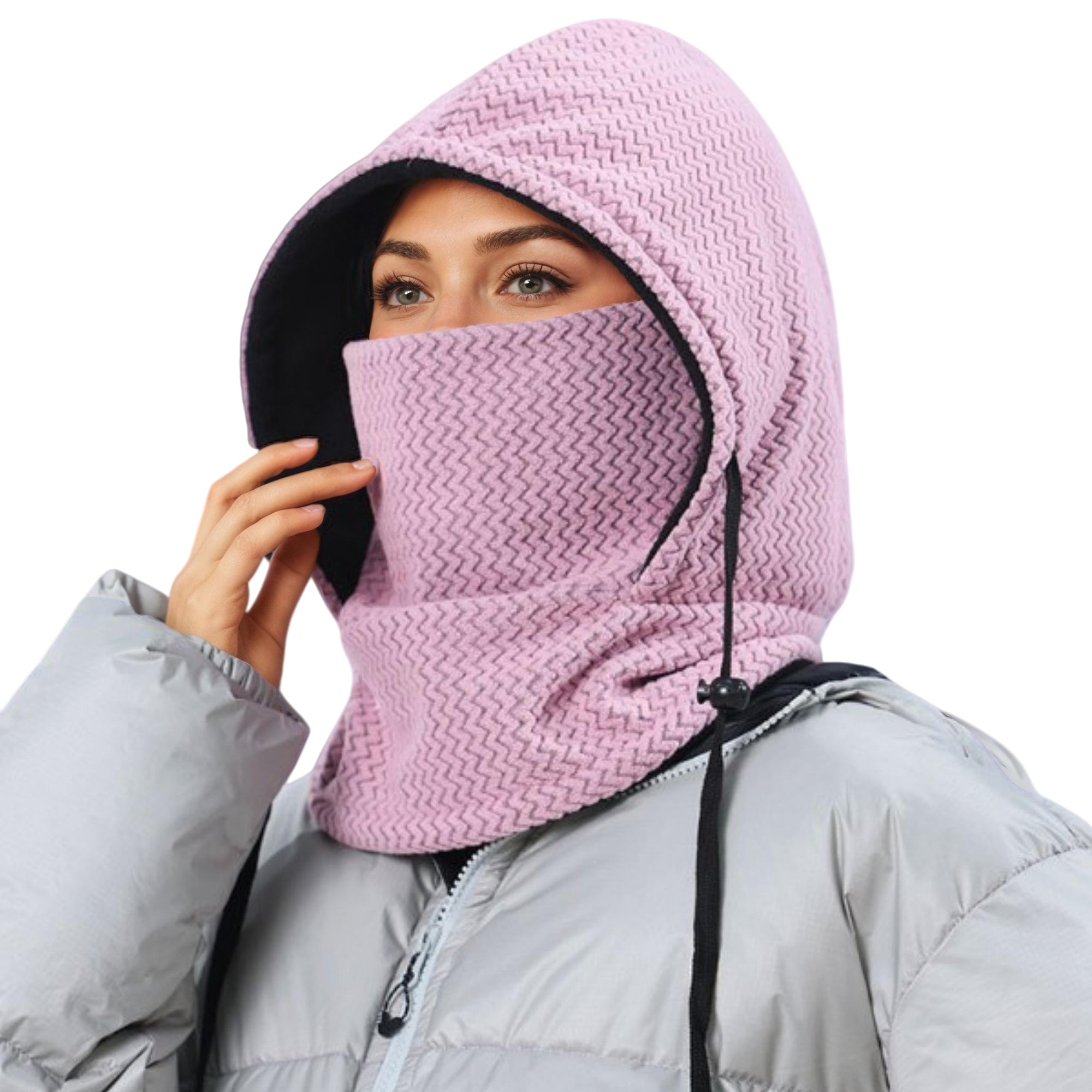 Anna-Kaci Unisex Quilted Thermal Hood with Adjustable Drawstrings and Face Cover