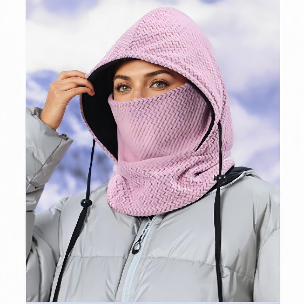 Anna-Kaci Unisex Quilted Thermal Hood with Adjustable Drawstrings and Face Cover