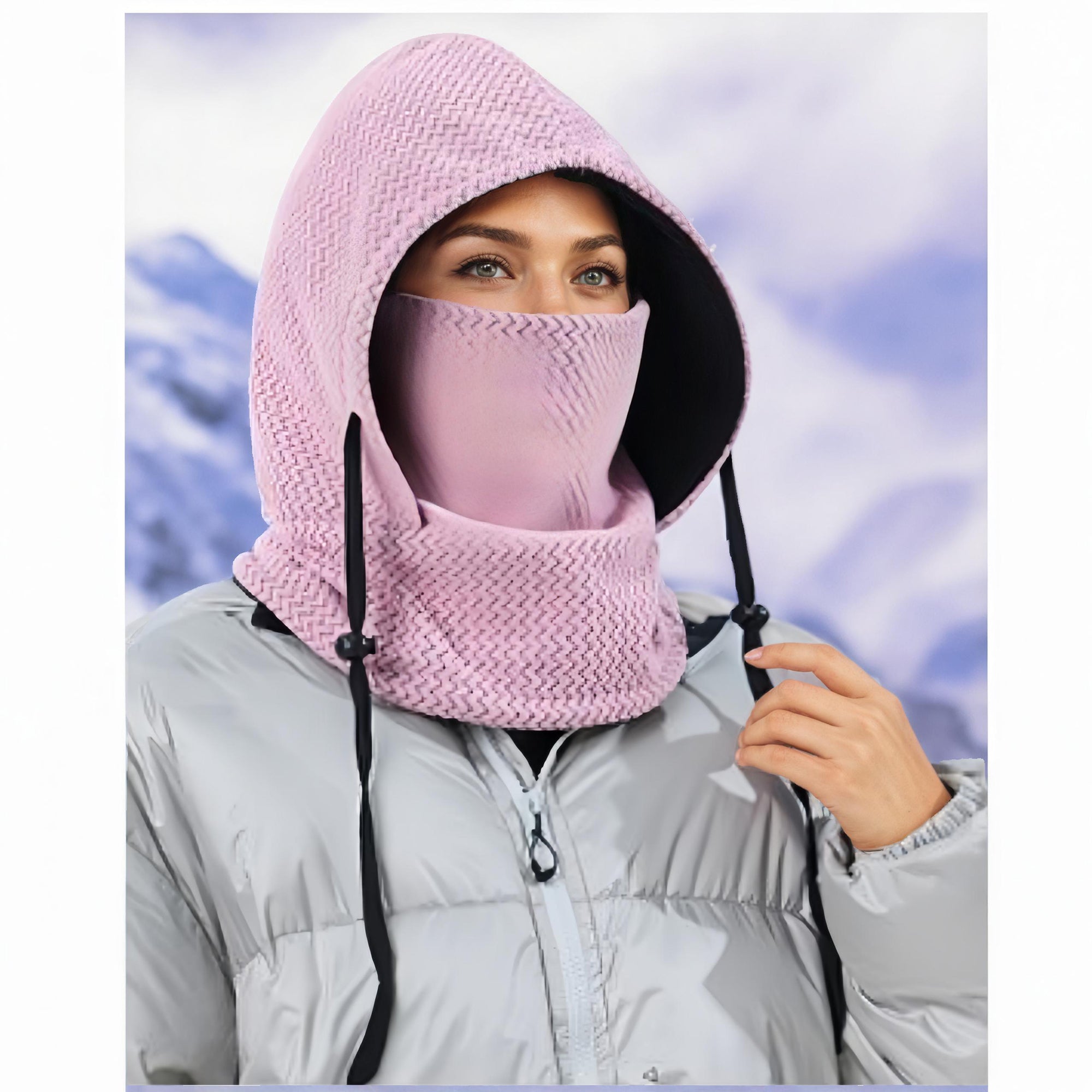 Anna-Kaci Unisex Quilted Thermal Hood with Adjustable Drawstrings and Face Cover