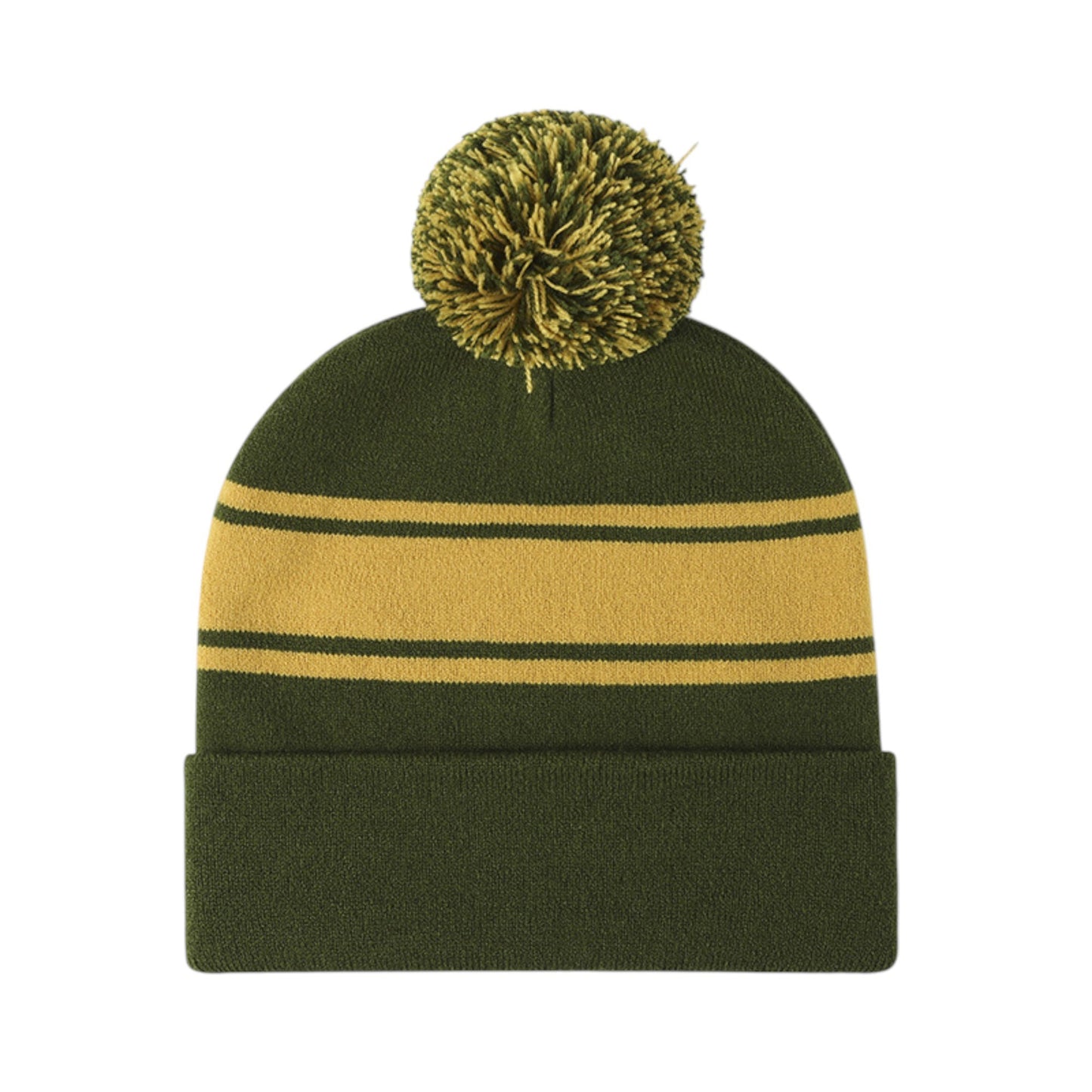 Anna-Kaci Winter Knit Beanie with Pom and Stripe Design Warm Stretchy Hat for Cold Weather