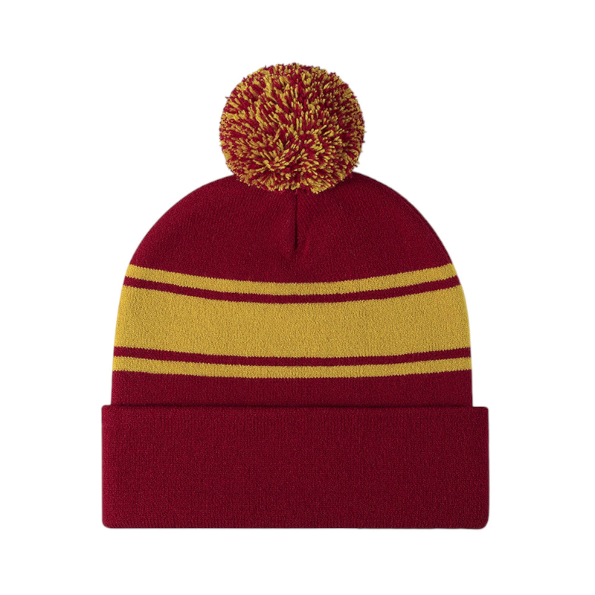 Anna-Kaci Winter Knit Beanie with Pom and Stripe Design Warm Stretchy Hat for Cold Weather