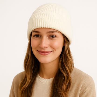 Anna-Kaci Unisex Warm Knit Beanie Soft Stretchy Cuffed Winter Hat Lightweight Solid Color Design