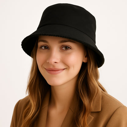 Anna-Kaci Women's Reversible Bucket Hat Warm Suede Winter Cap Soft Double Sided Style