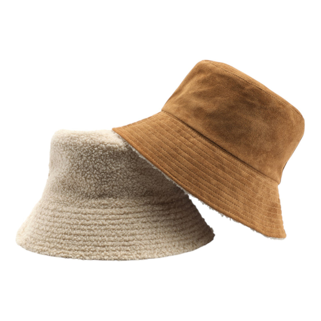 Anna-Kaci Women's Reversible Bucket Hat Warm Suede Winter Cap Soft Double Sided Style