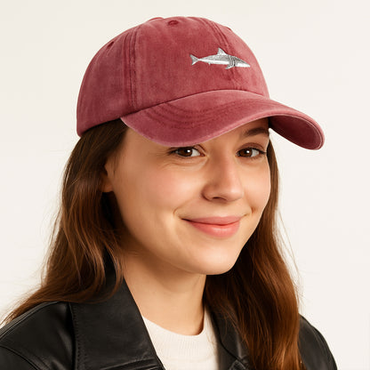 Anna-Kaci Shark Embroidered Baseball Cap Vintage Adjustable Casual Sport Hat