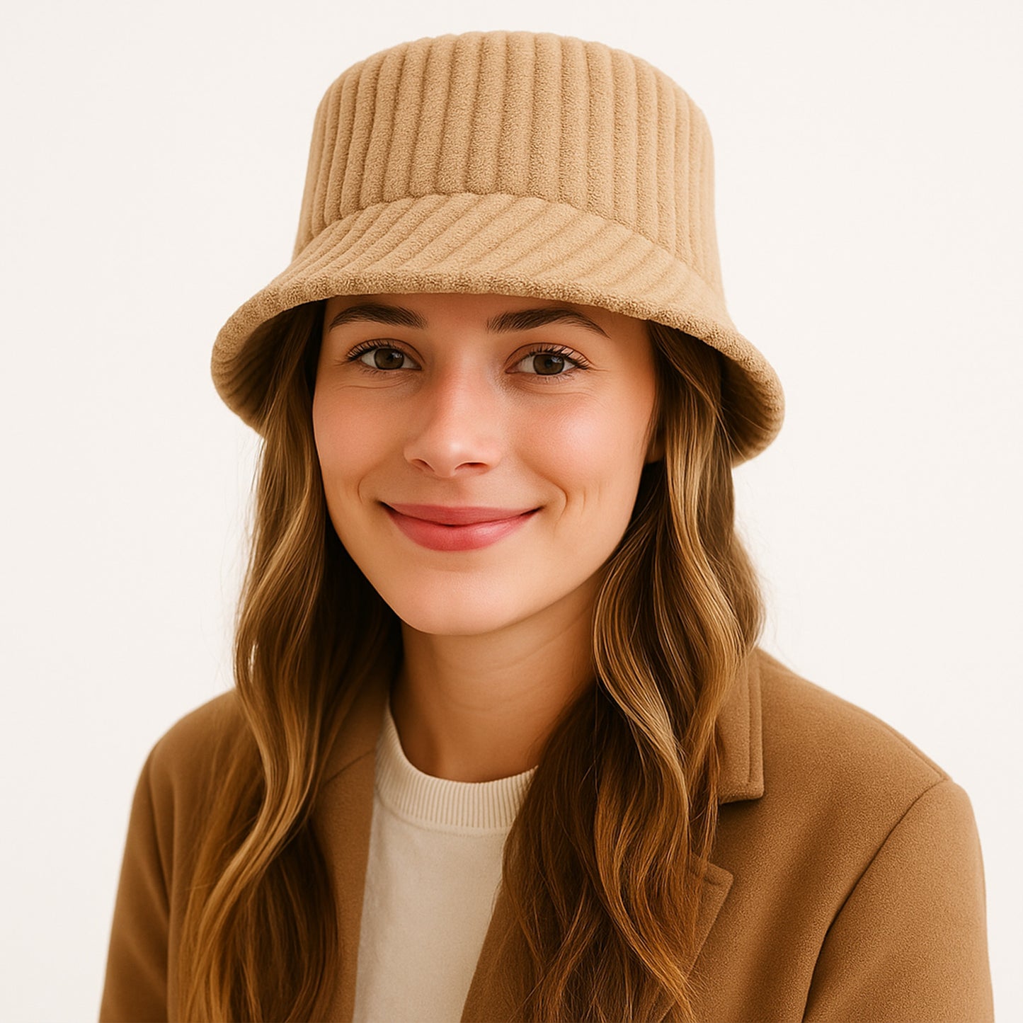 Anna-Kaci Women's Corduroy Bucket Hat Soft Plush Ribbed Texture Warm Winter Hat with Adjustable Fit