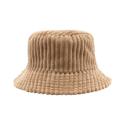 Anna-Kaci Women's Corduroy Bucket Hat Soft Plush Ribbed Texture Warm Winter Hat with Adjustable Fit